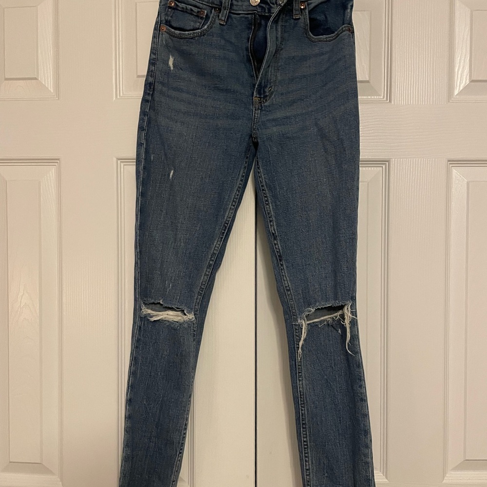 Abercrombie & Fitch Blue Ripped Skinny Jeans